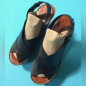 Chloé Platform Wedge Sandals Forest Green Leather $850.00 Retail NWOT Size 39/8